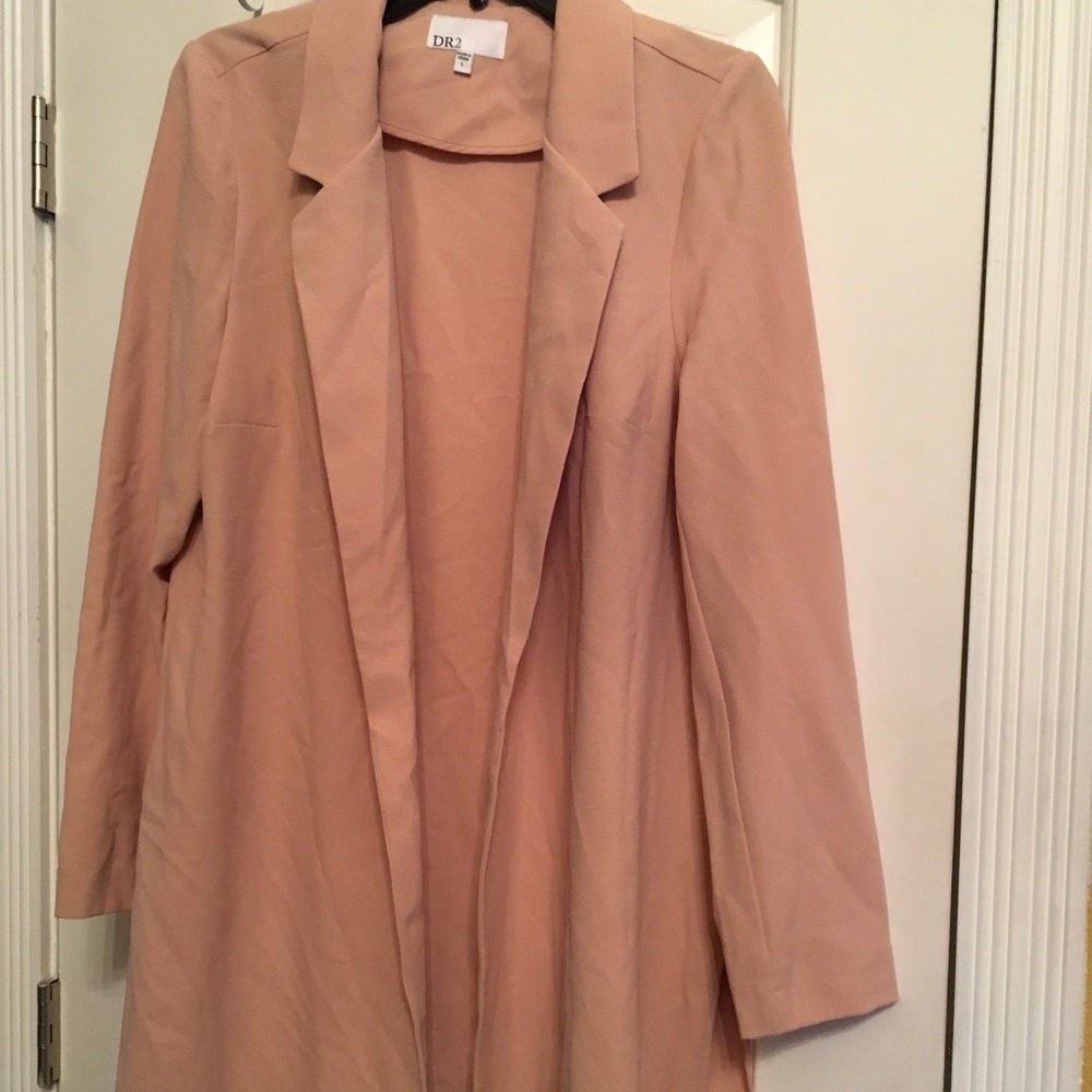 DR2 Blush Open-Front Long Blazer